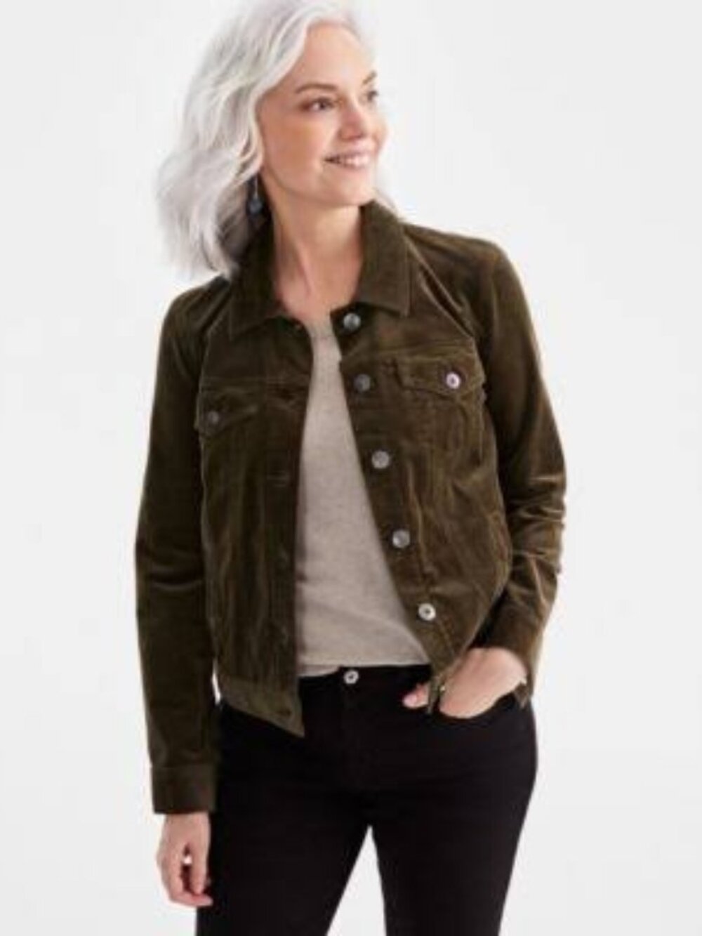 Style & Co. Chocolate Brown Corduroy Jean Style Jacket Size 16W